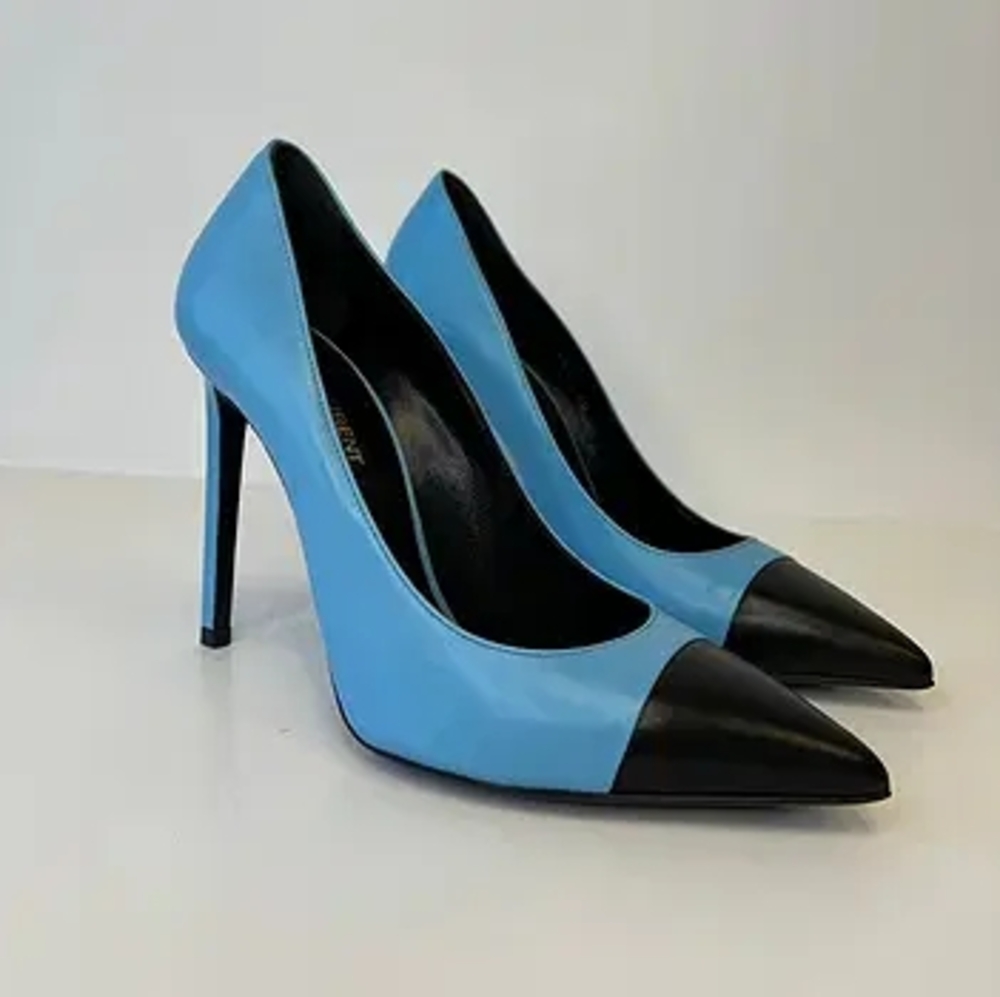 Saint Laurent Elegant Blue and Black Women's Heels